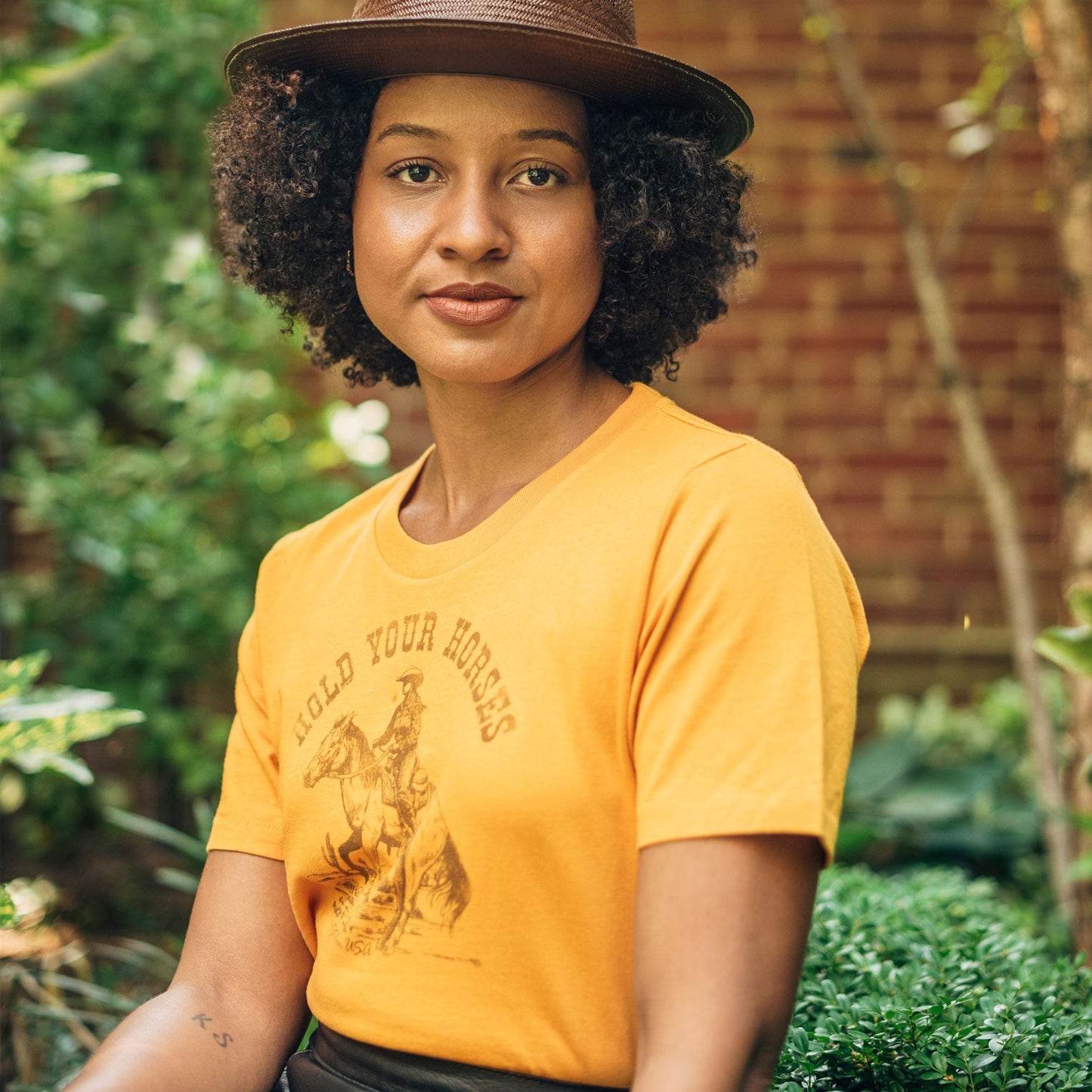 Yellow Hold Your Horses Graphic Tee / Stetson