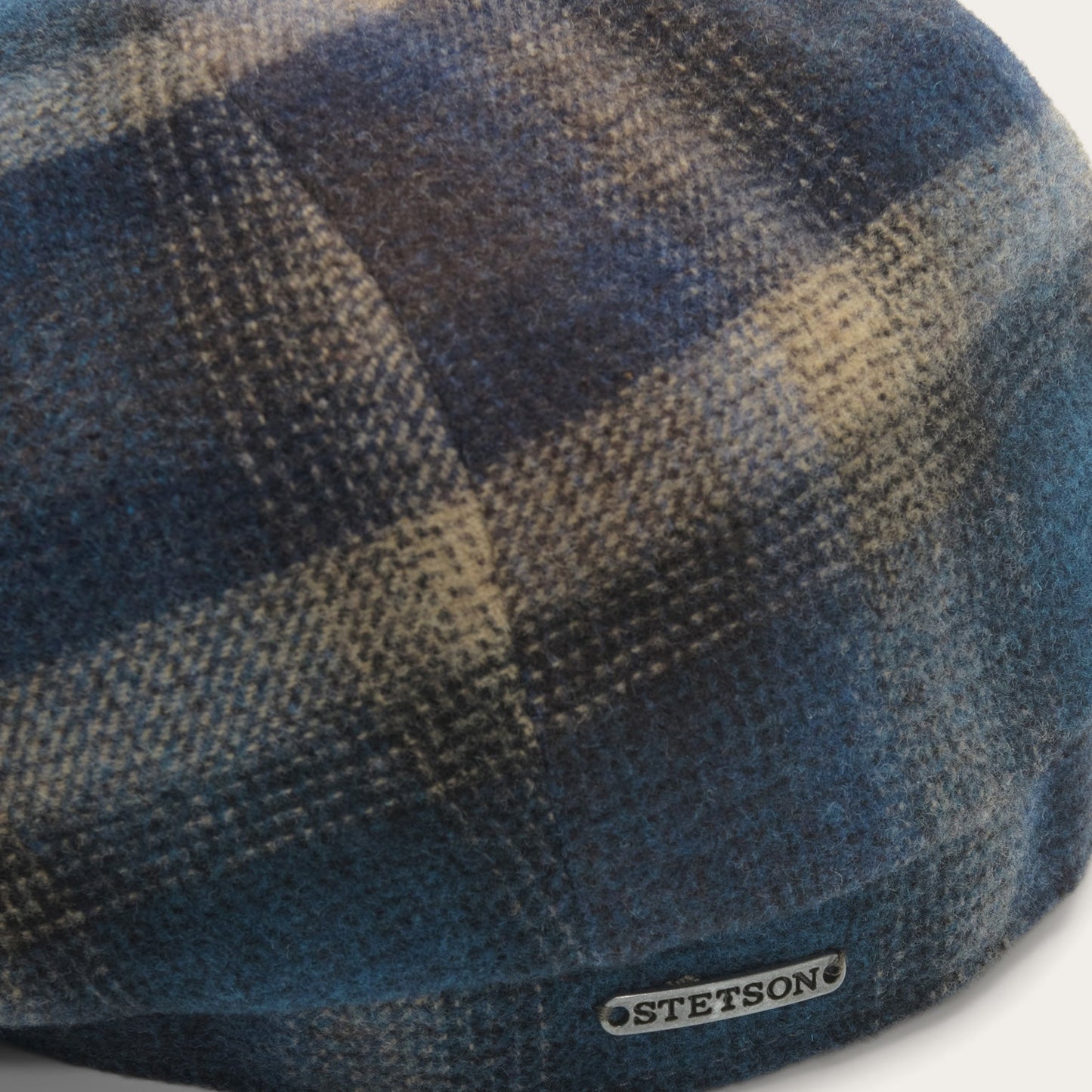 Blue/Beige Check Hatteras Virgin Wool Cap / Stetson