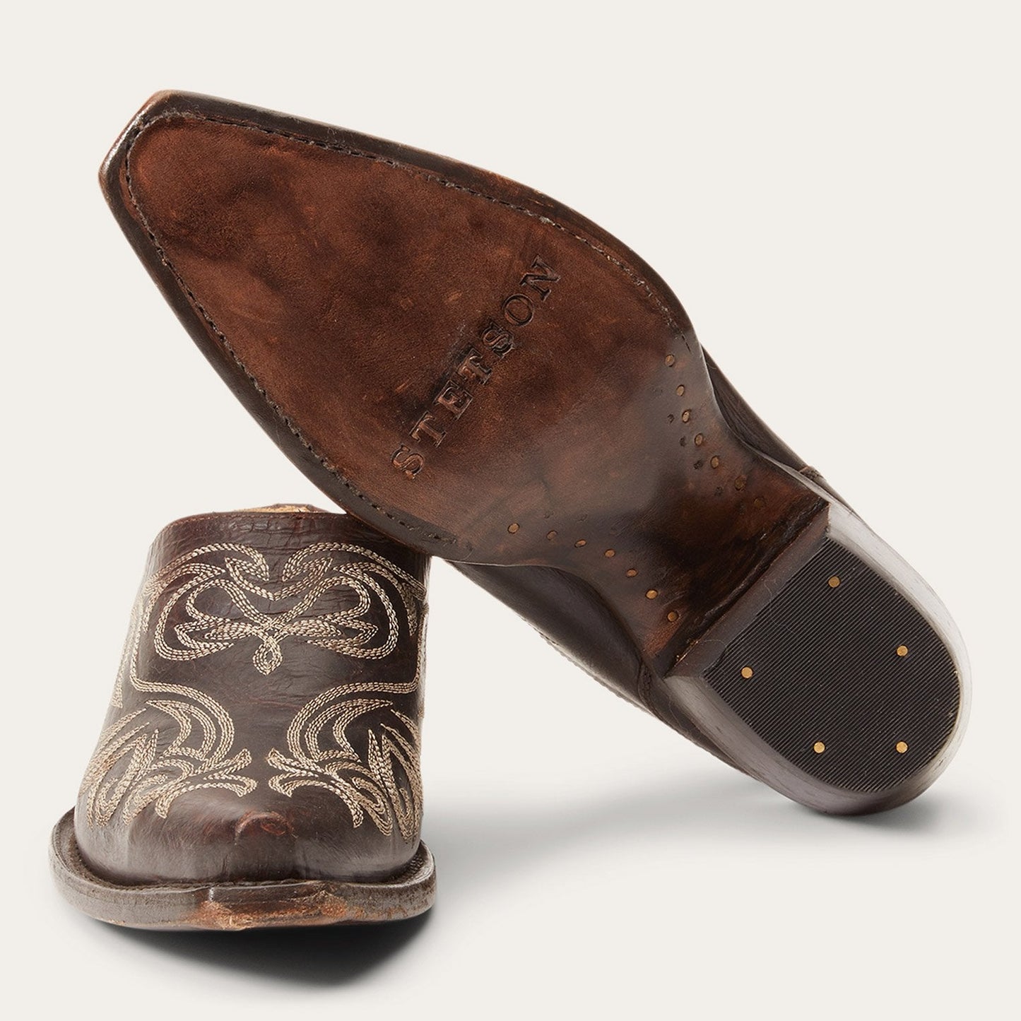 Brown Adley Vintage Finished Leather Mules / Stetson