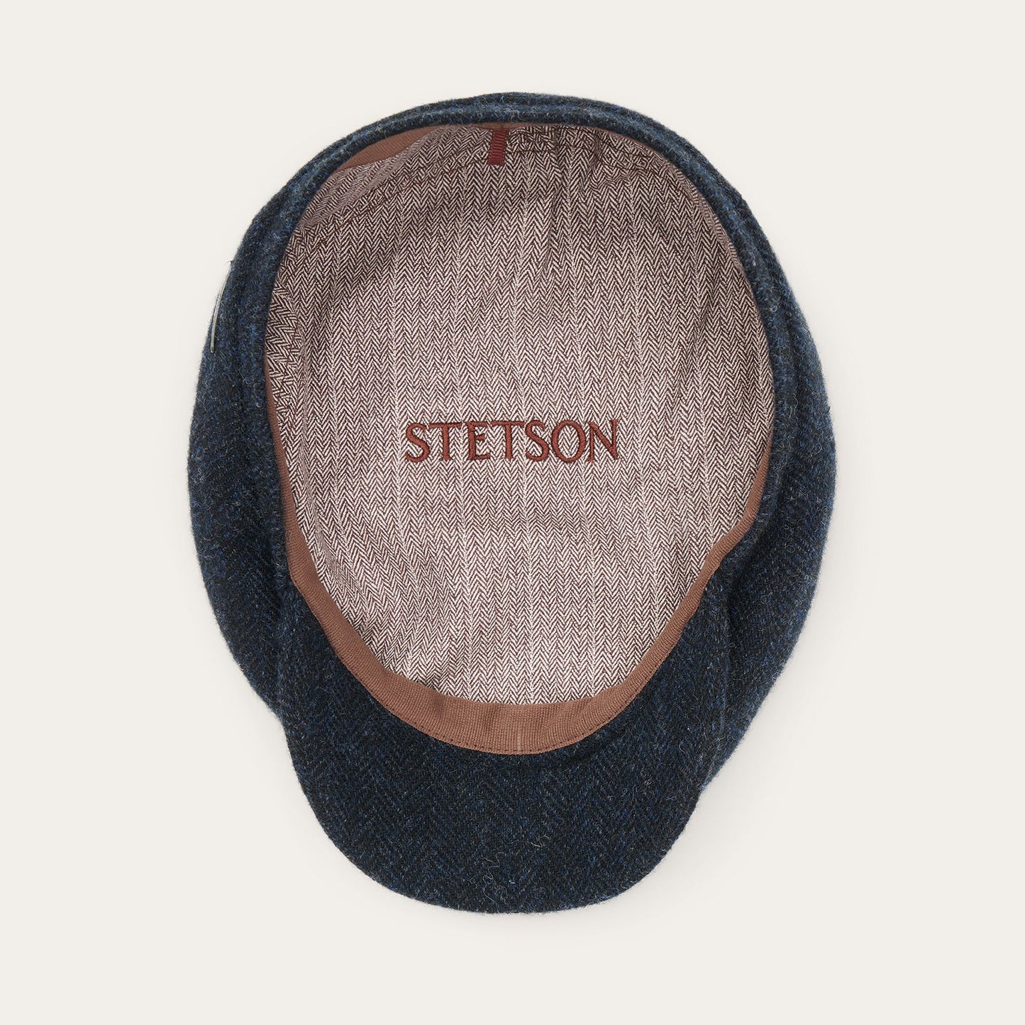 Dark Navy Herringbone Wool Herringbone Driver Cap / Stetson
