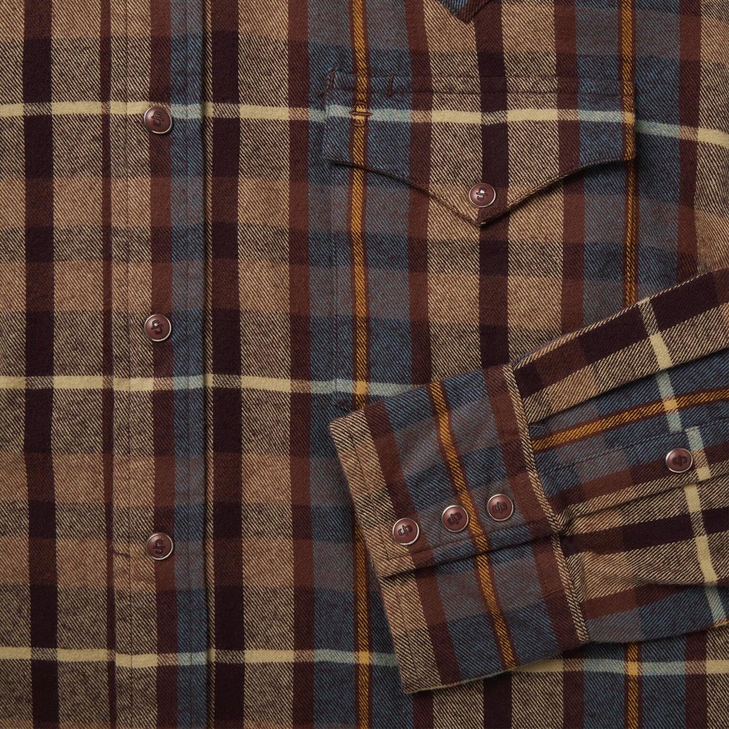 Brown Brushed Flannel Western Shirt / Stetson
