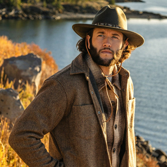 Brown Herringbone Shirt Jacket / Stetson