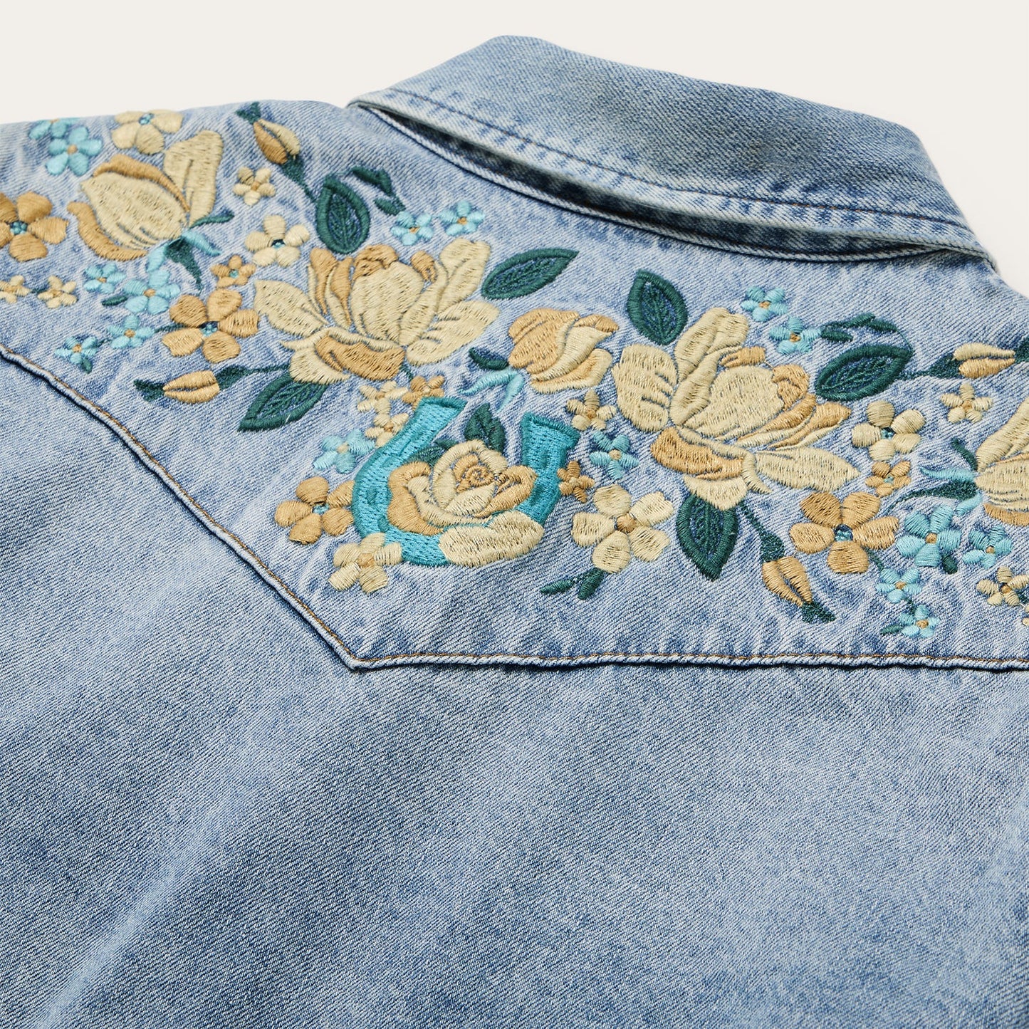 Blue Embroidered Loose Fit Denim Shirt / Stetson