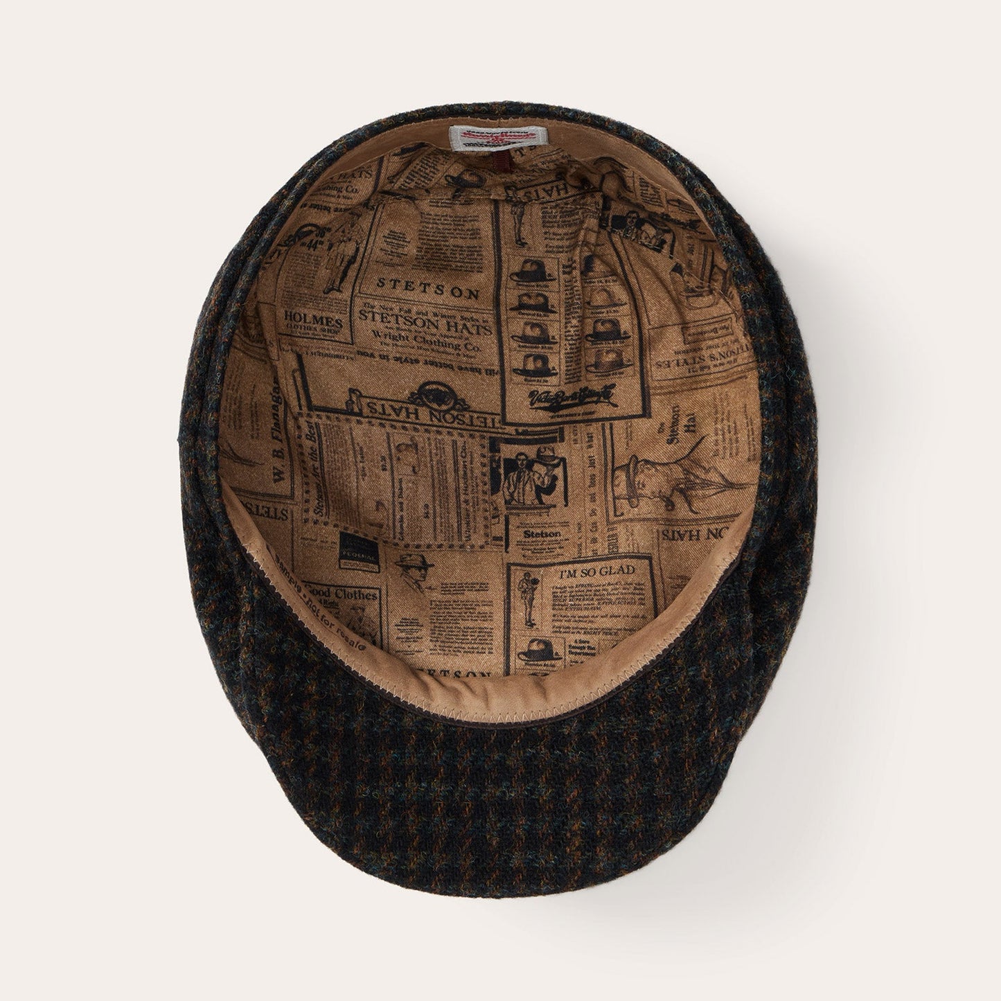 Midnight Blue W/ Brown Shades Harris Tweed Houndstooth Driver Cap / Stetson