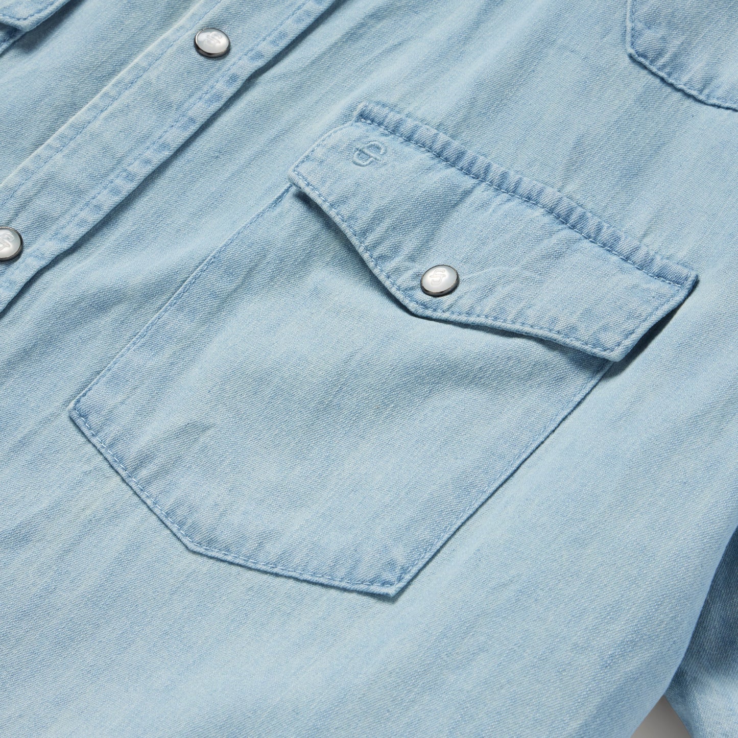 Blue Chambray Oxford Short Sleeve Western Shirt / Stetson