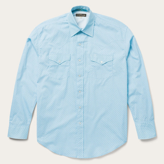 Blue Blue Lattice Print Western Shirt / Stetson