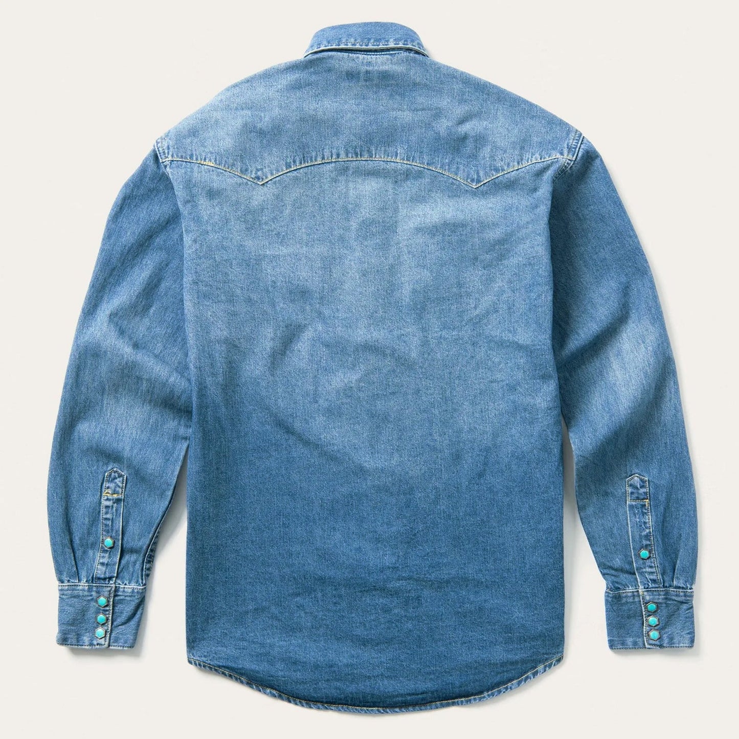 Blue Turquoise Snap Western Denim Shirt / Stetson