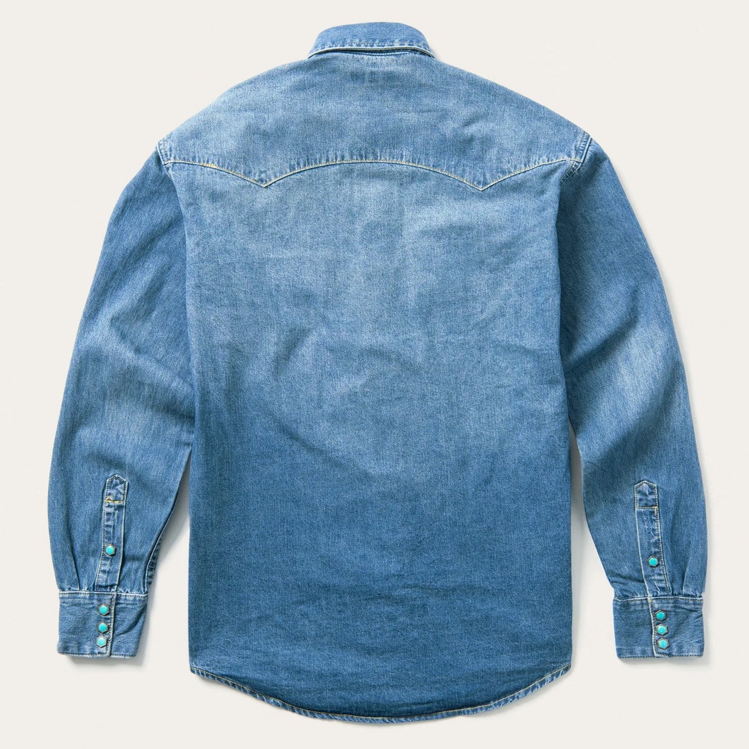 Blue Turquoise Snap Western Denim Shirt / Stetson