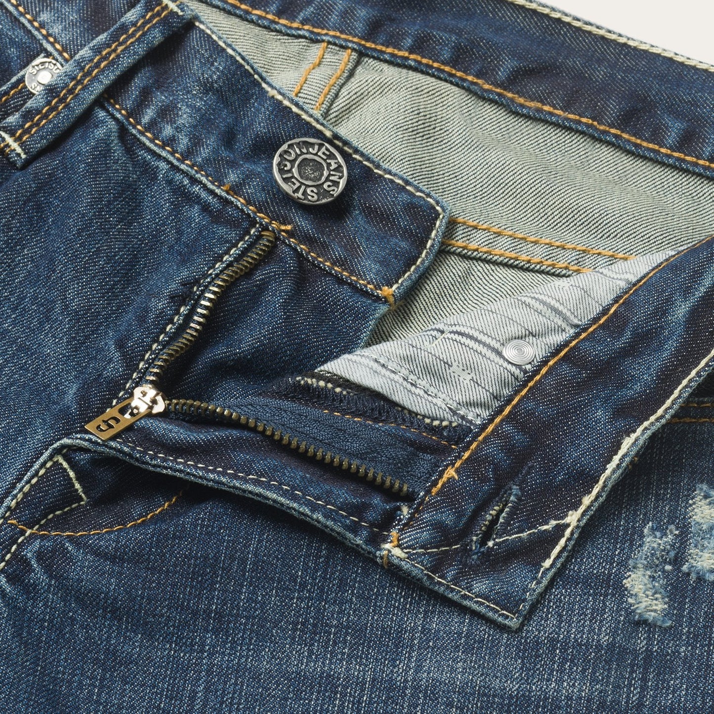Blue 1014 Fit Destructed Dark Wash Jeans / Stetson