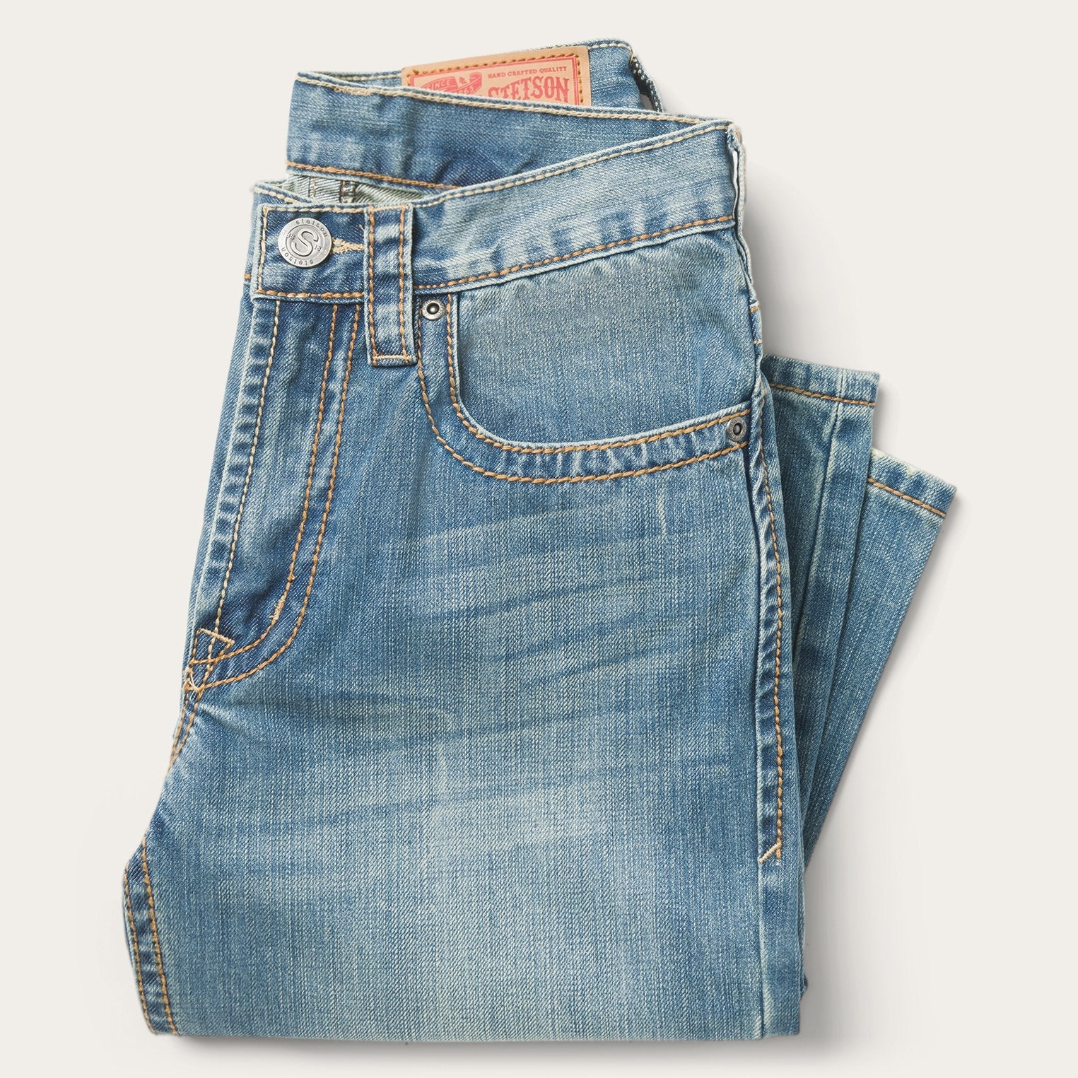 Blue 1520 Fit Light Wash Jeans With Tacking / Stetson