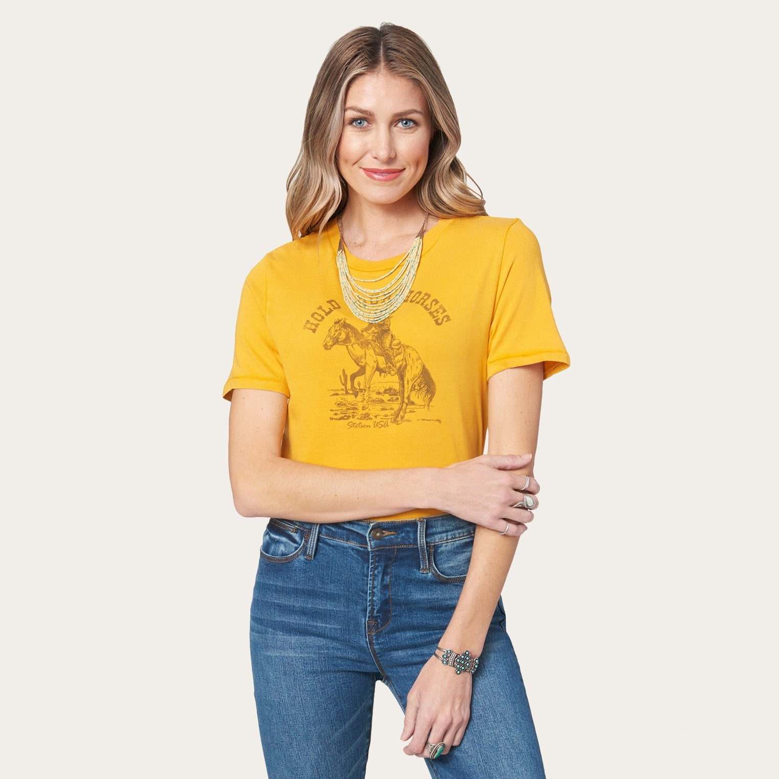 Yellow Hold Your Horses Graphic Tee / Stetson