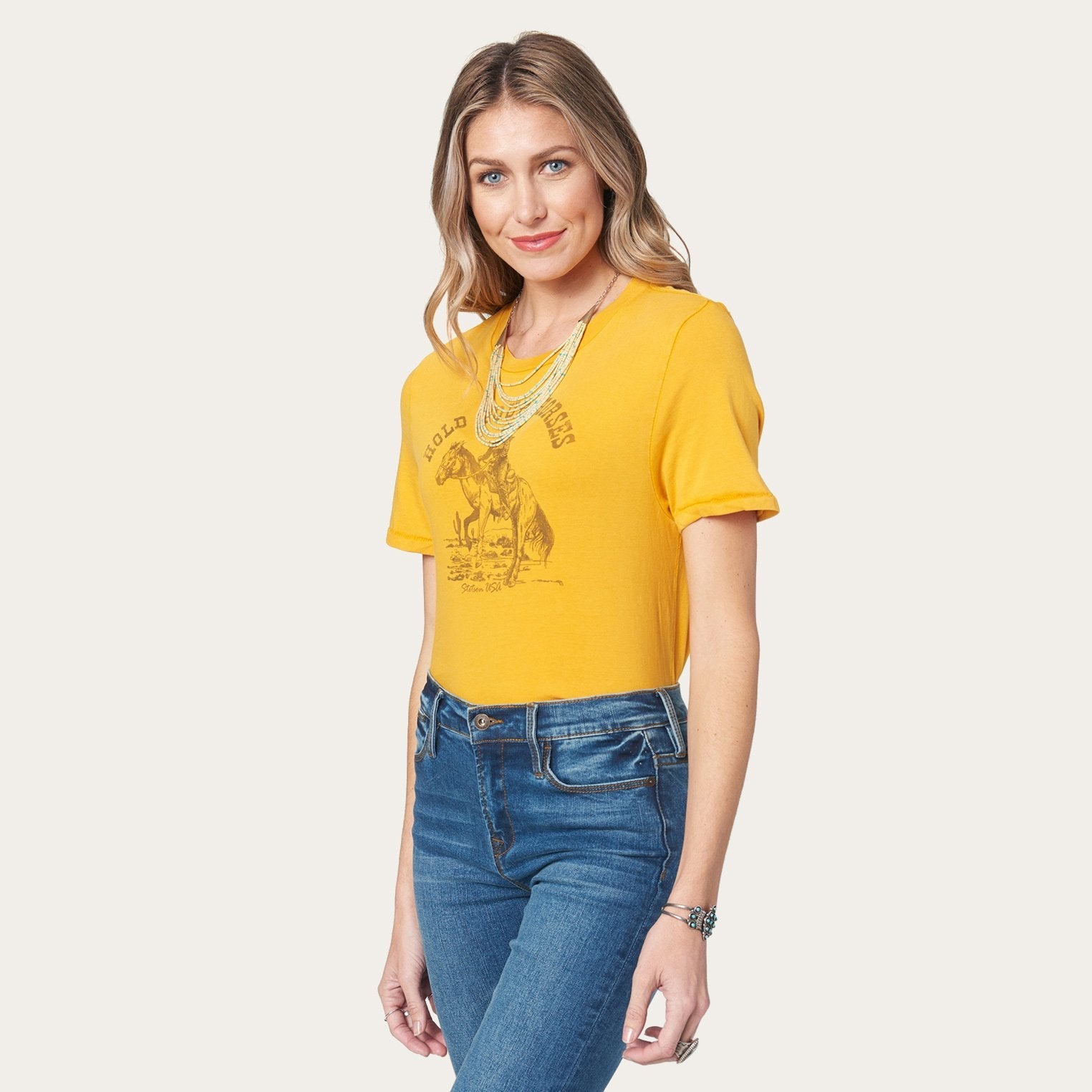 Yellow Hold Your Horses Graphic Tee / Stetson