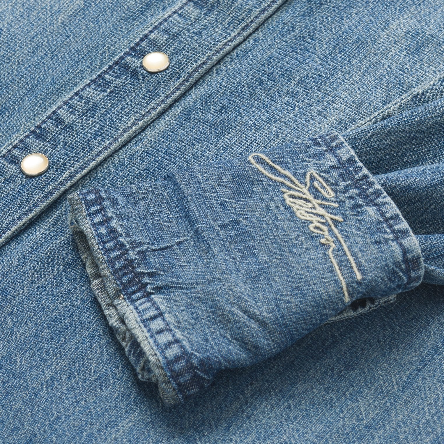 Blue Denim Snap Front Western Shirt / Stetson