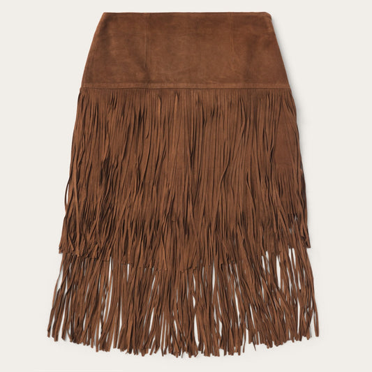 Brown Suede Fringed Skirt / Stetson