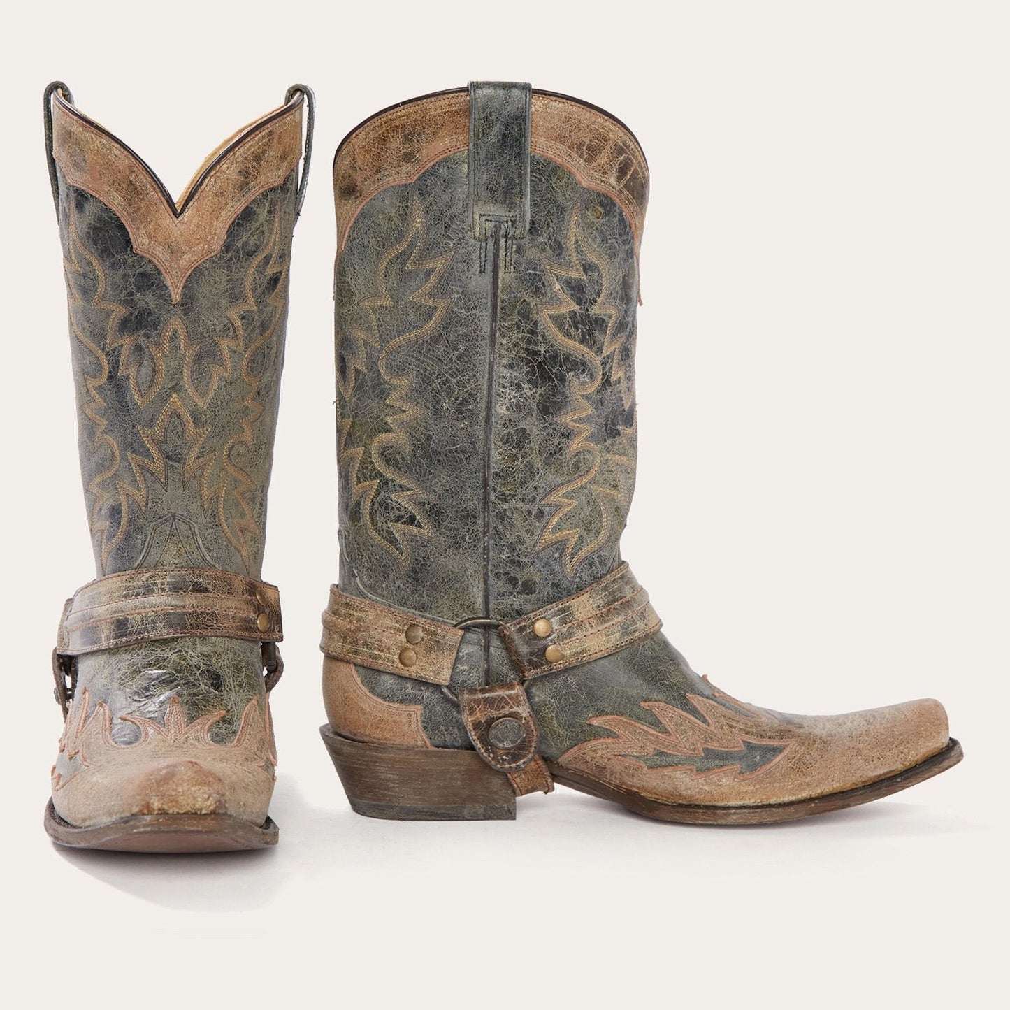 Black Sundance Kid Washed Crater Black Cowboy Boot / Stetson