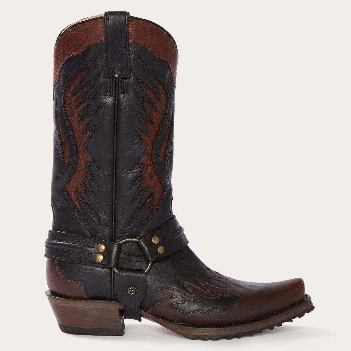 Brown Biker Outlaw Oiled Leather Cowboy Boot / Stetson