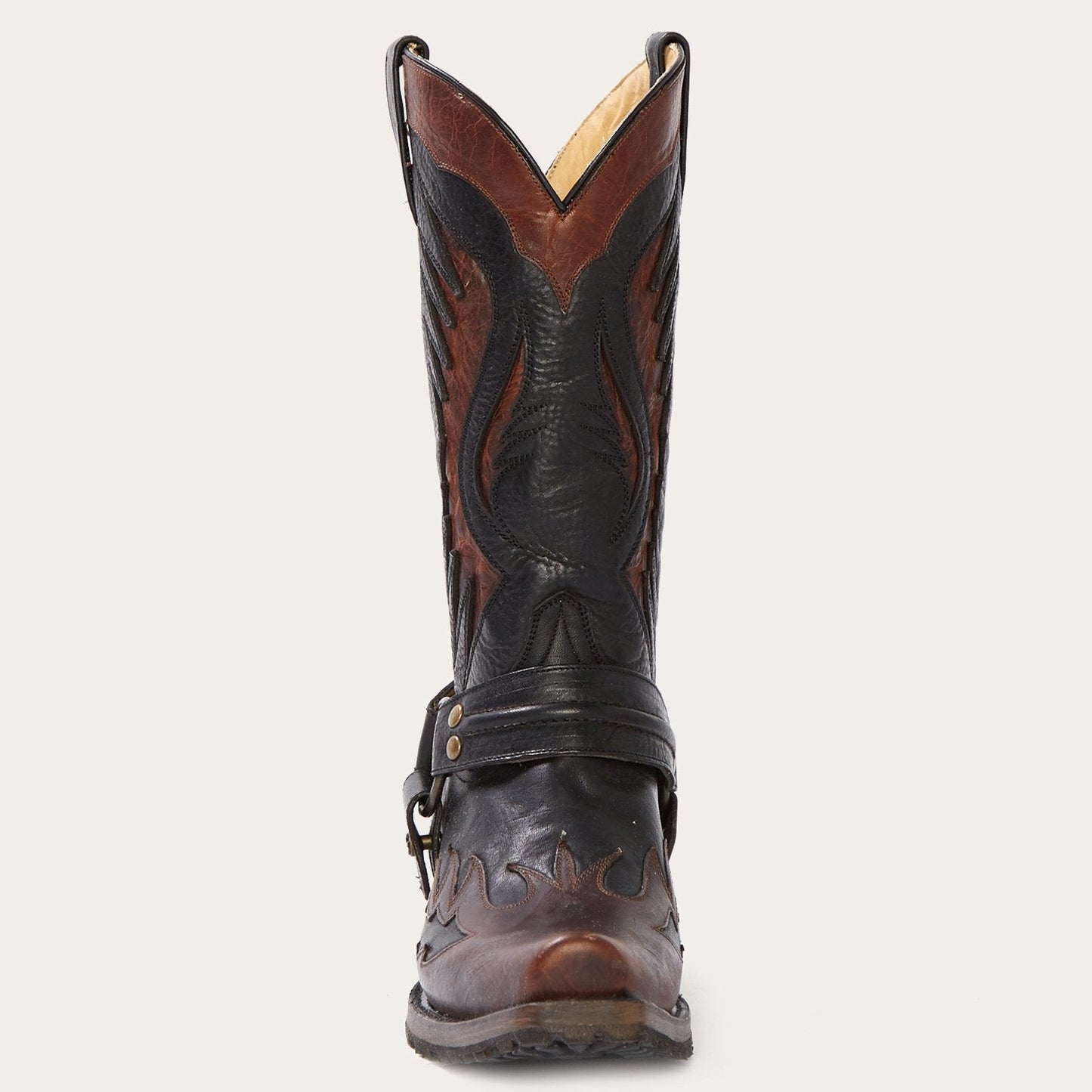 Brown Biker Outlaw Oiled Leather Cowboy Boot / Stetson