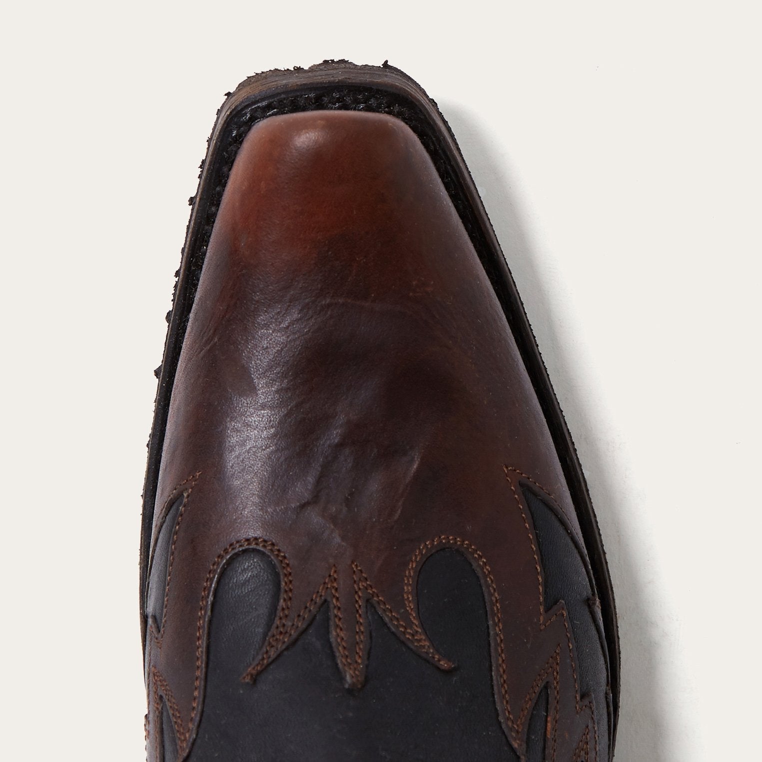 Brown Biker Outlaw Oiled Leather Cowboy Boot / Stetson
