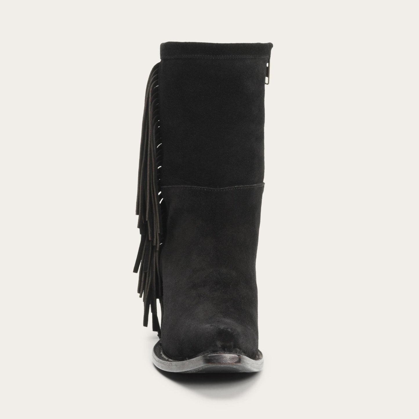 Black Halle Suede Fringe Side Zip Boot / Stetson