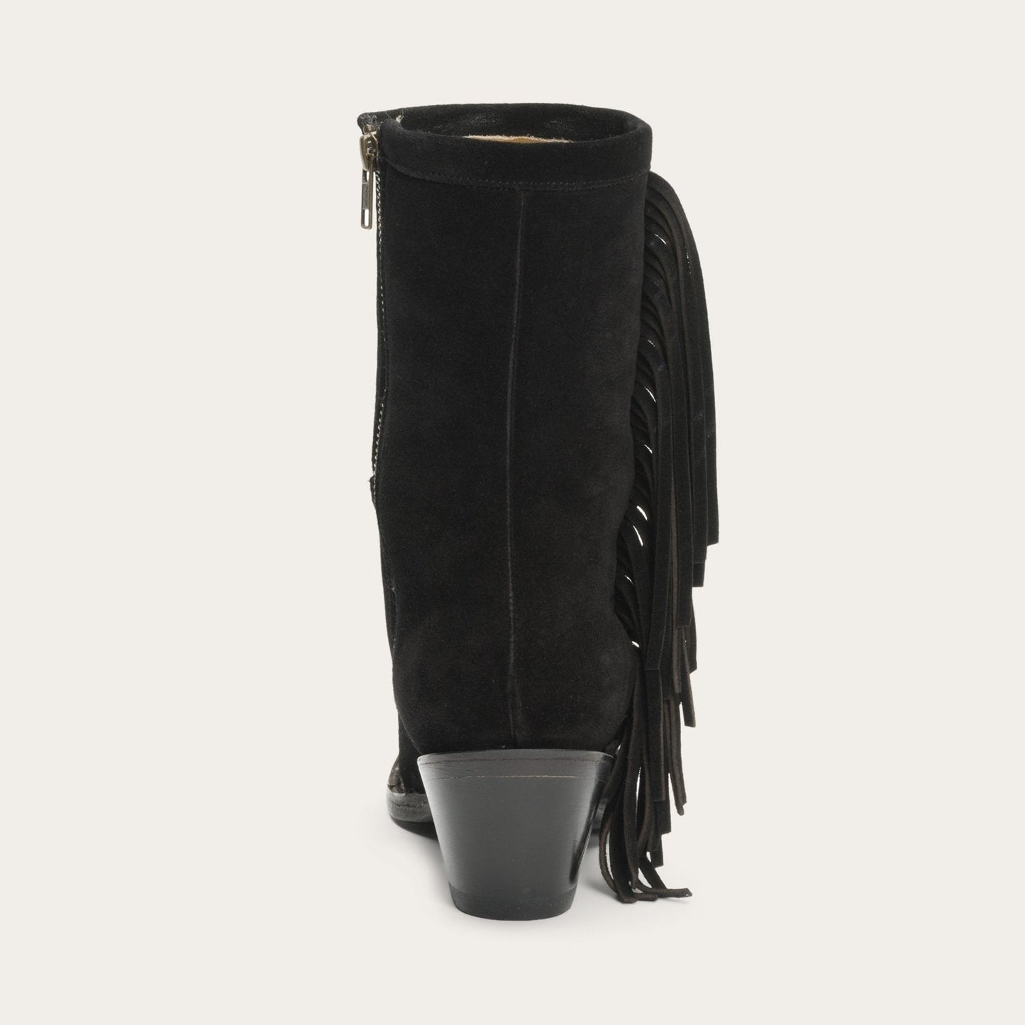 Black Halle Suede Fringe Side Zip Boot / Stetson