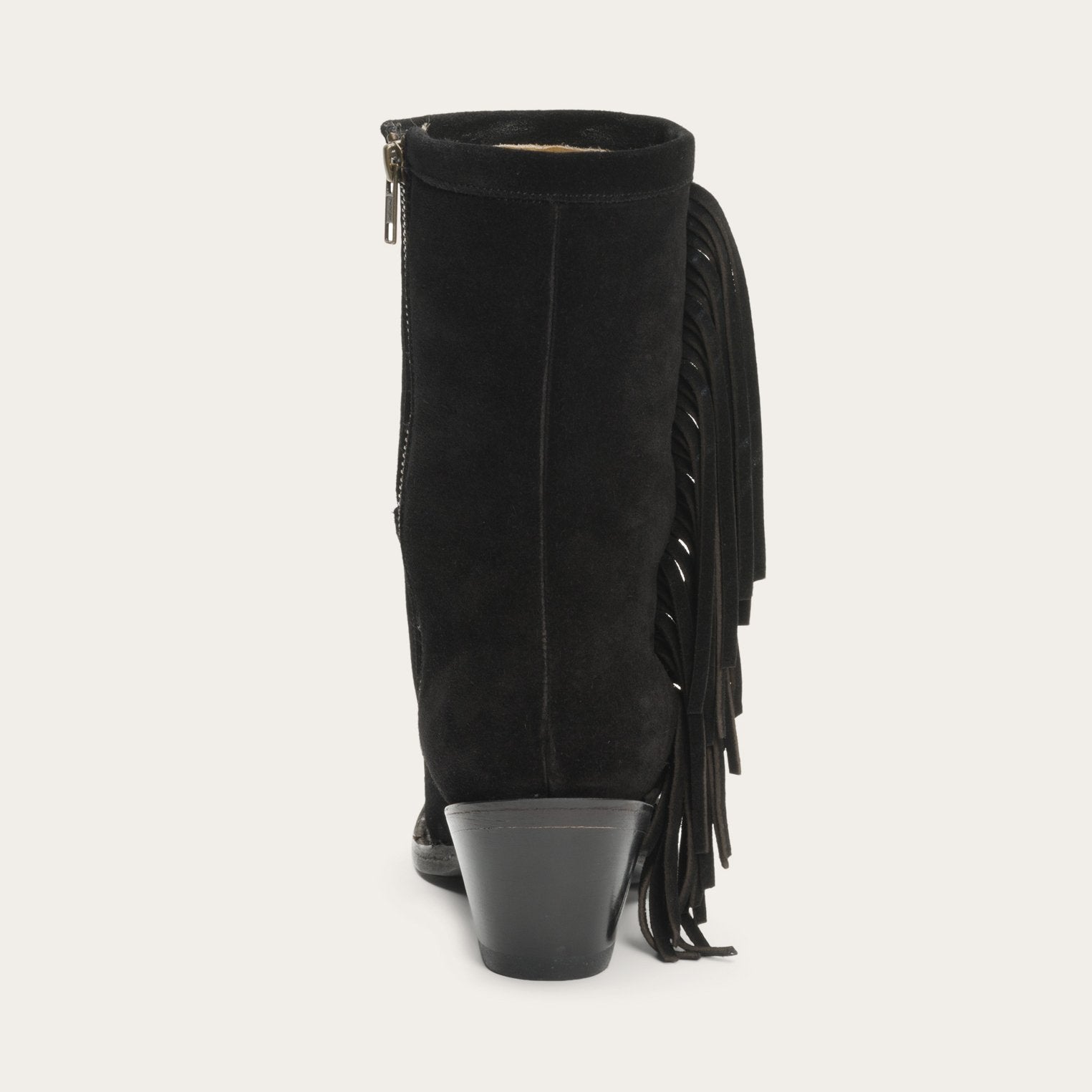 Black Halle Suede Fringe Side Zip Boot / Stetson