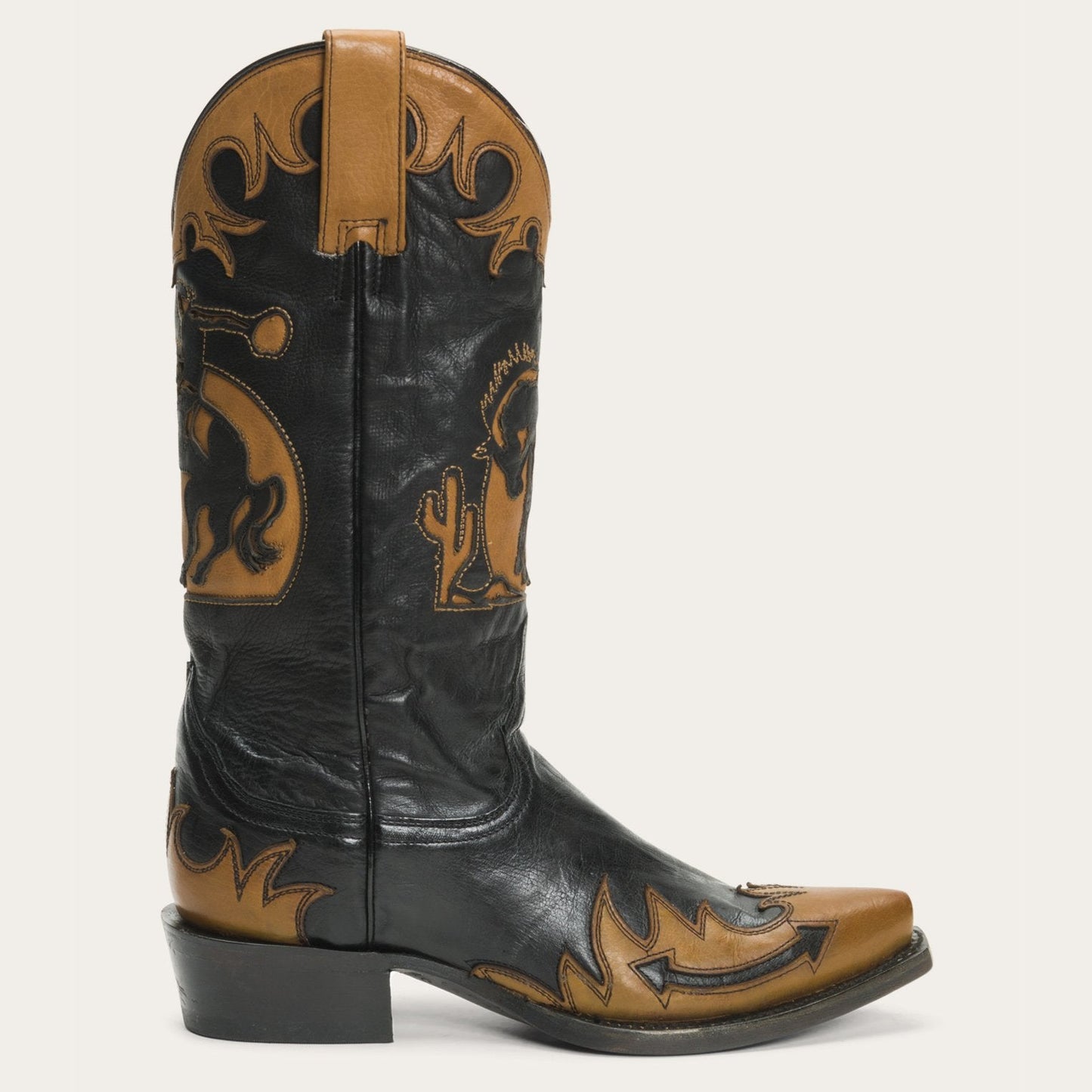 Black Faye Cowgirl & Horse Underlay Leather Boot / Stetson