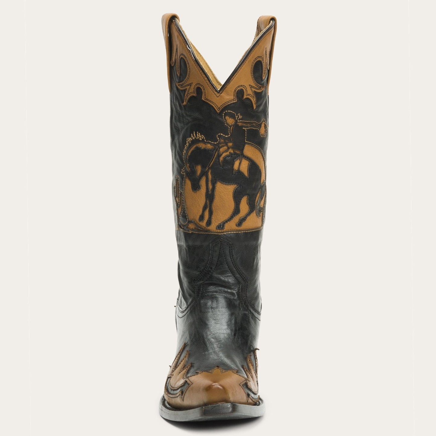 Black Faye Cowgirl & Horse Underlay Leather Boot / Stetson