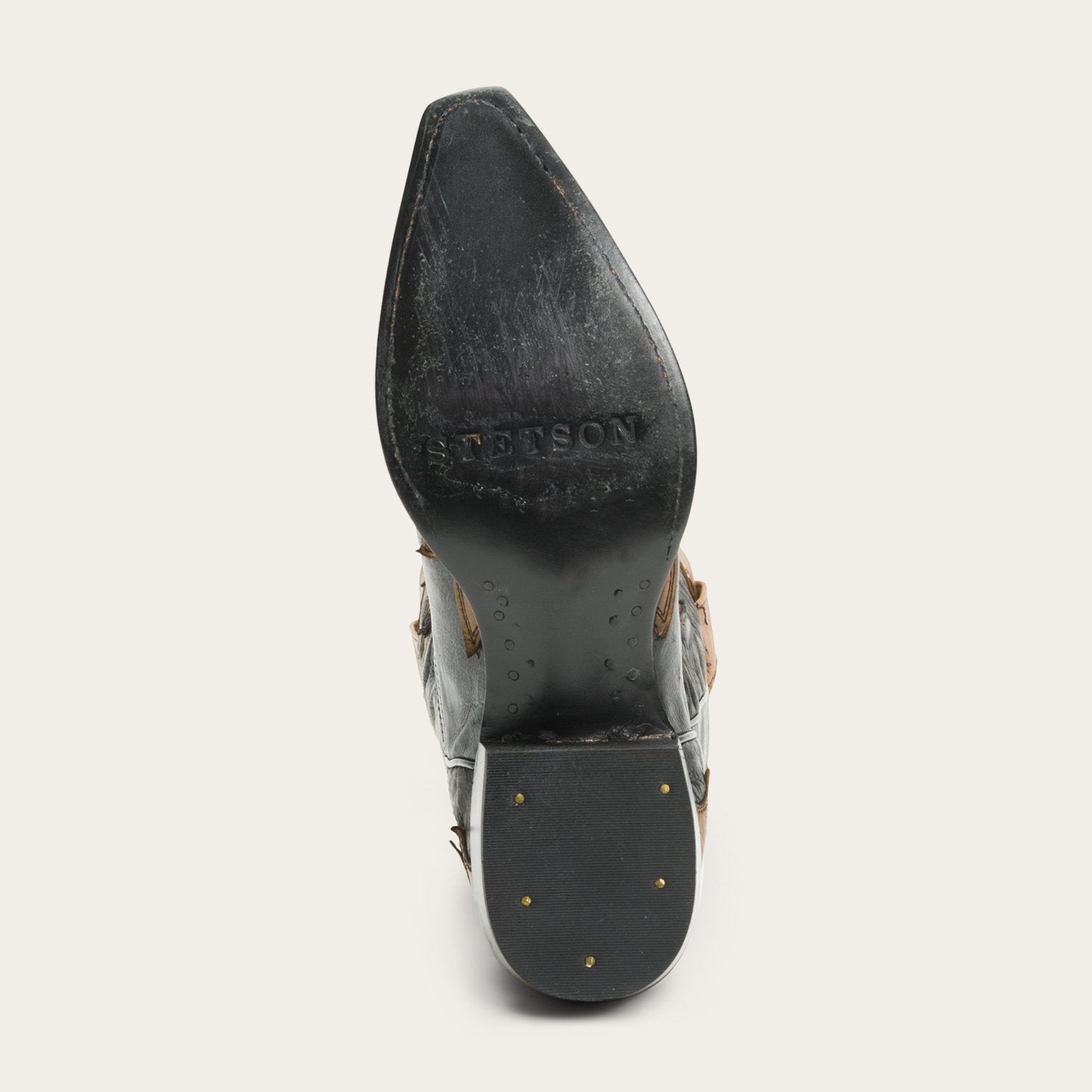 Black Faye Cowgirl & Horse Underlay Leather Boot / Stetson
