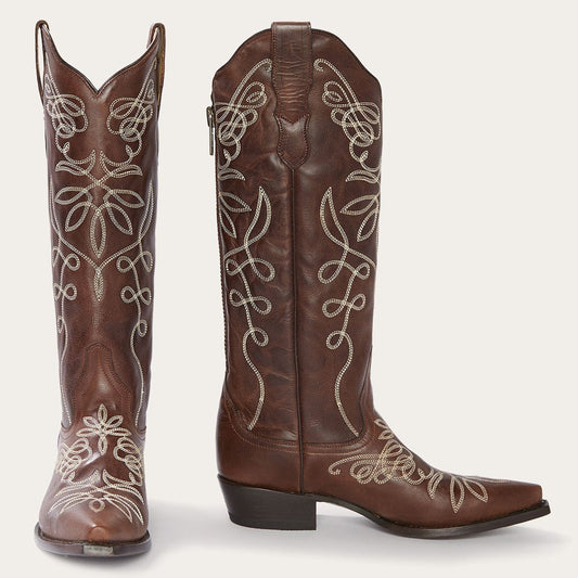 Brown Adeline Burnished Brown Back Zip Cowboy Boot / Stetson