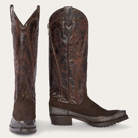 Brown Dakota Brown Suede & Teju Cowboy Boot / Stetson