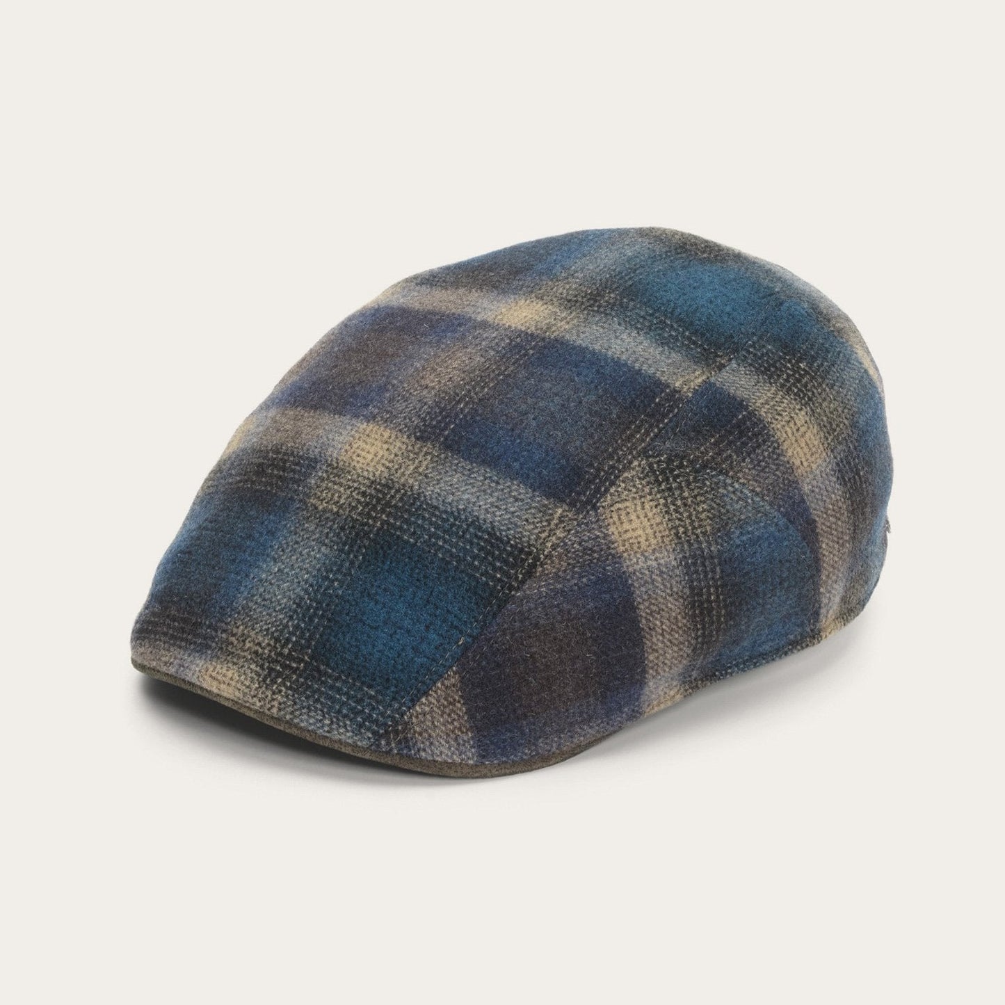 Blue Beige Check Ivy Virgin Wool Cap / Stetson