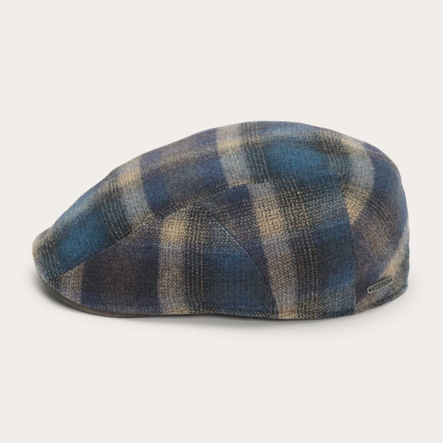 Blue Beige Check Ivy Virgin Wool Cap / Stetson