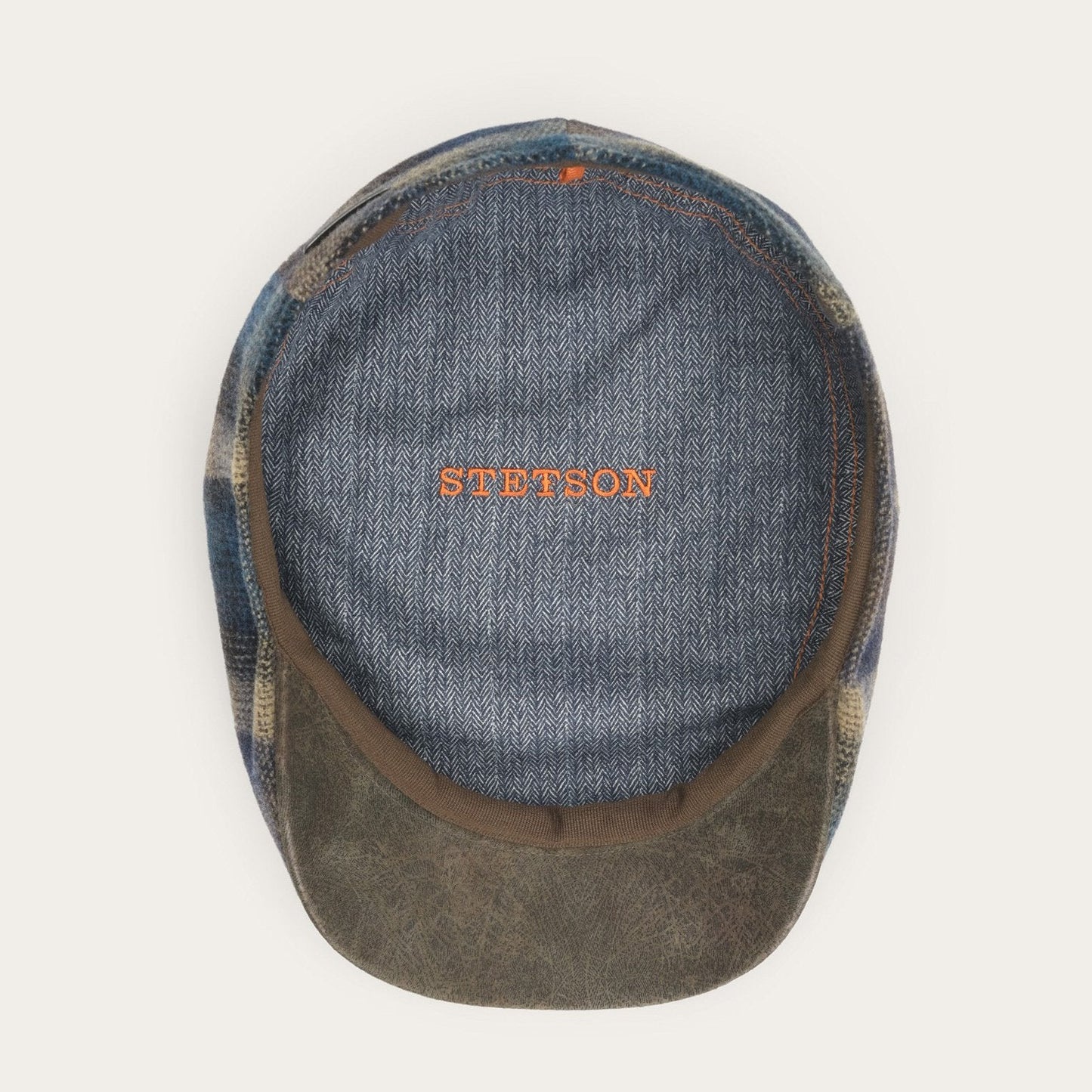 Blue Beige Check Ivy Virgin Wool Cap / Stetson
