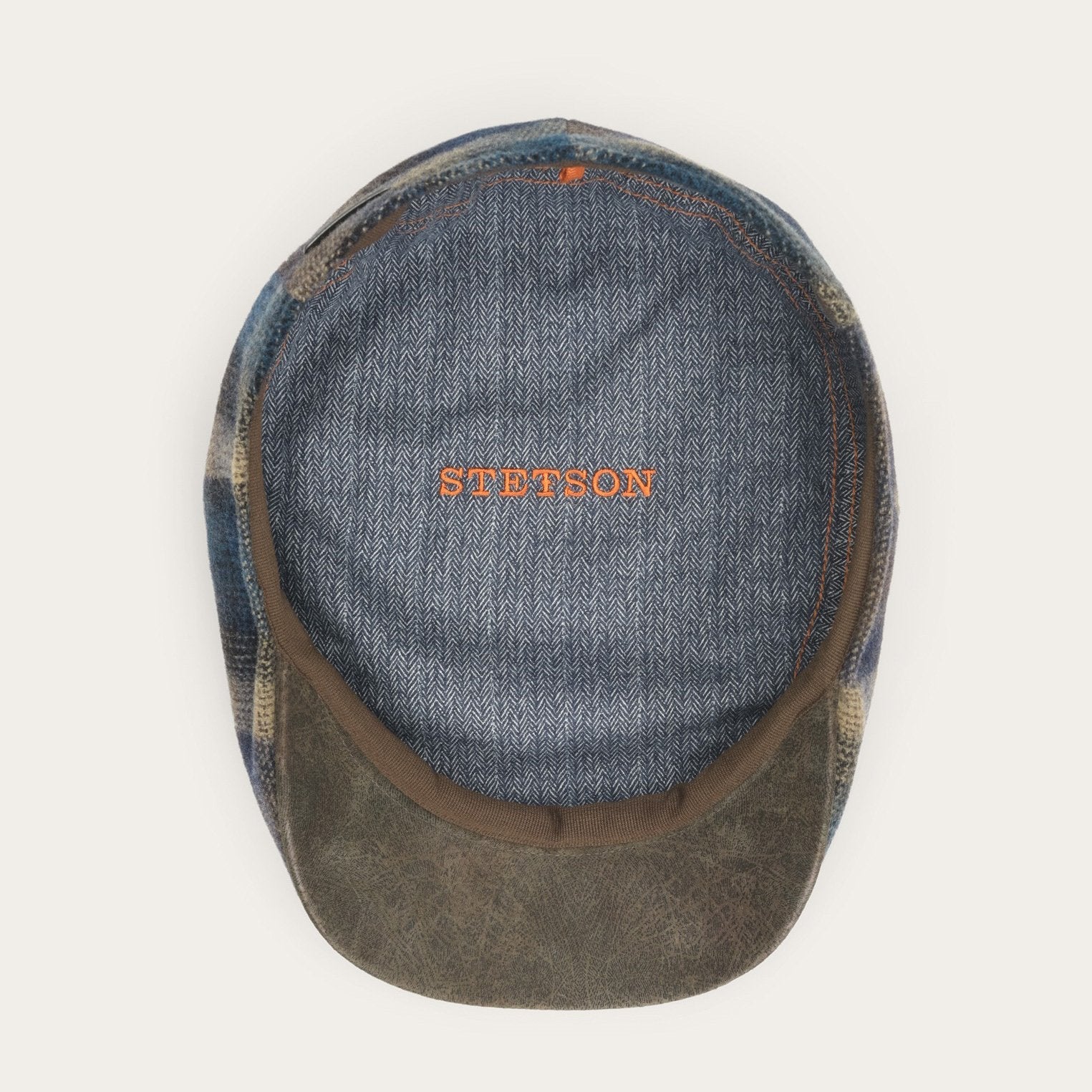 Blue Beige Check Ivy Virgin Wool Cap / Stetson