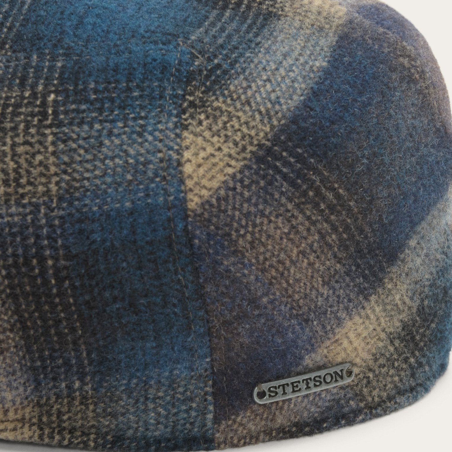 Blue Beige Check Ivy Virgin Wool Cap / Stetson