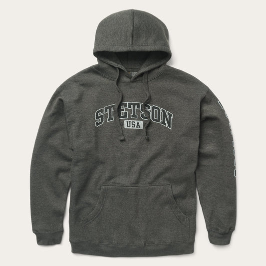 Grey Charcoal Heather Fleece Hooded Sweatshirt / Stetson