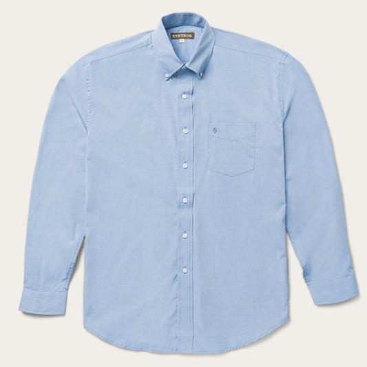 Blue Blue Solid One-Pocket Snap-Front Shirt / Stetson