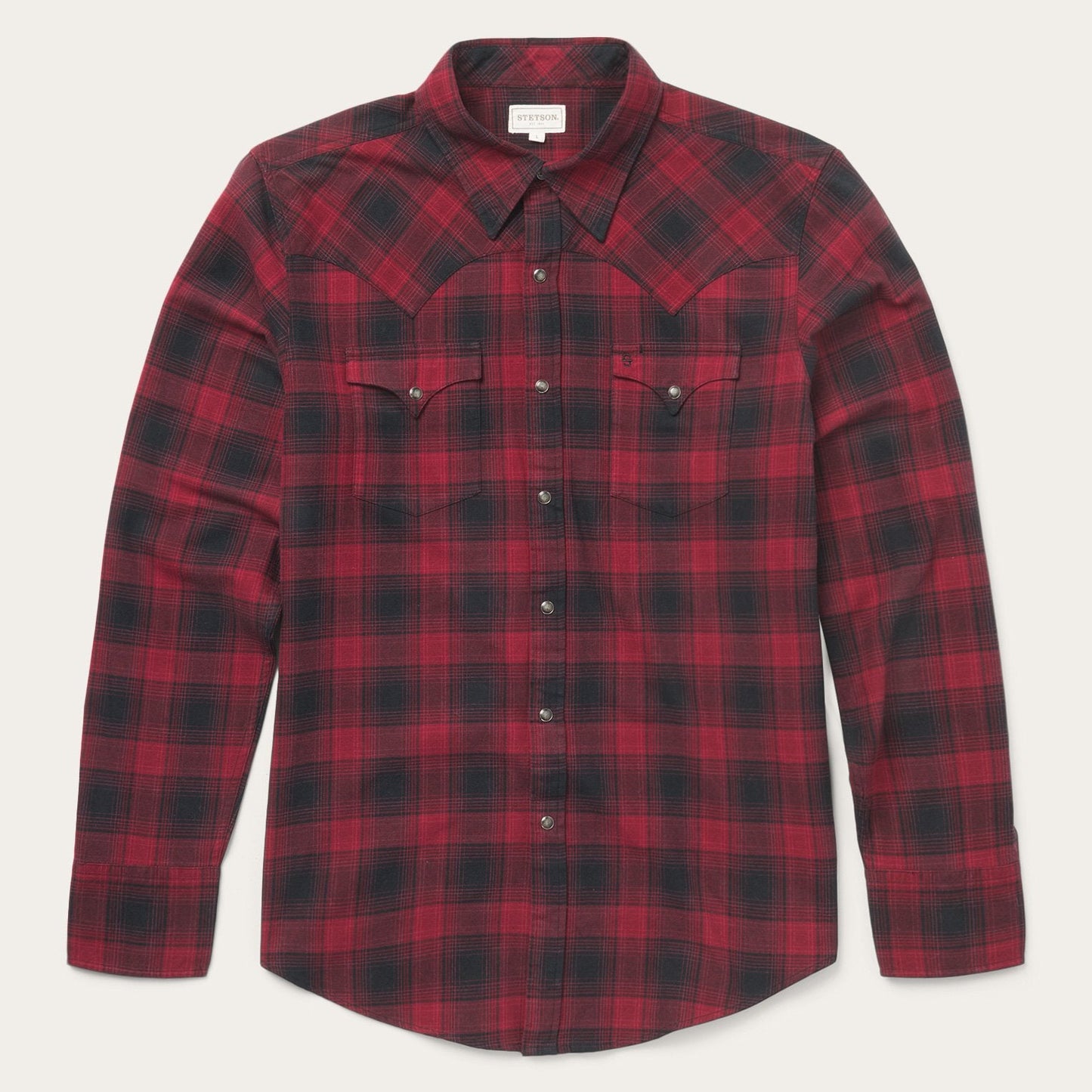 Black Brushed Twill Plaid Shirt / Stetson