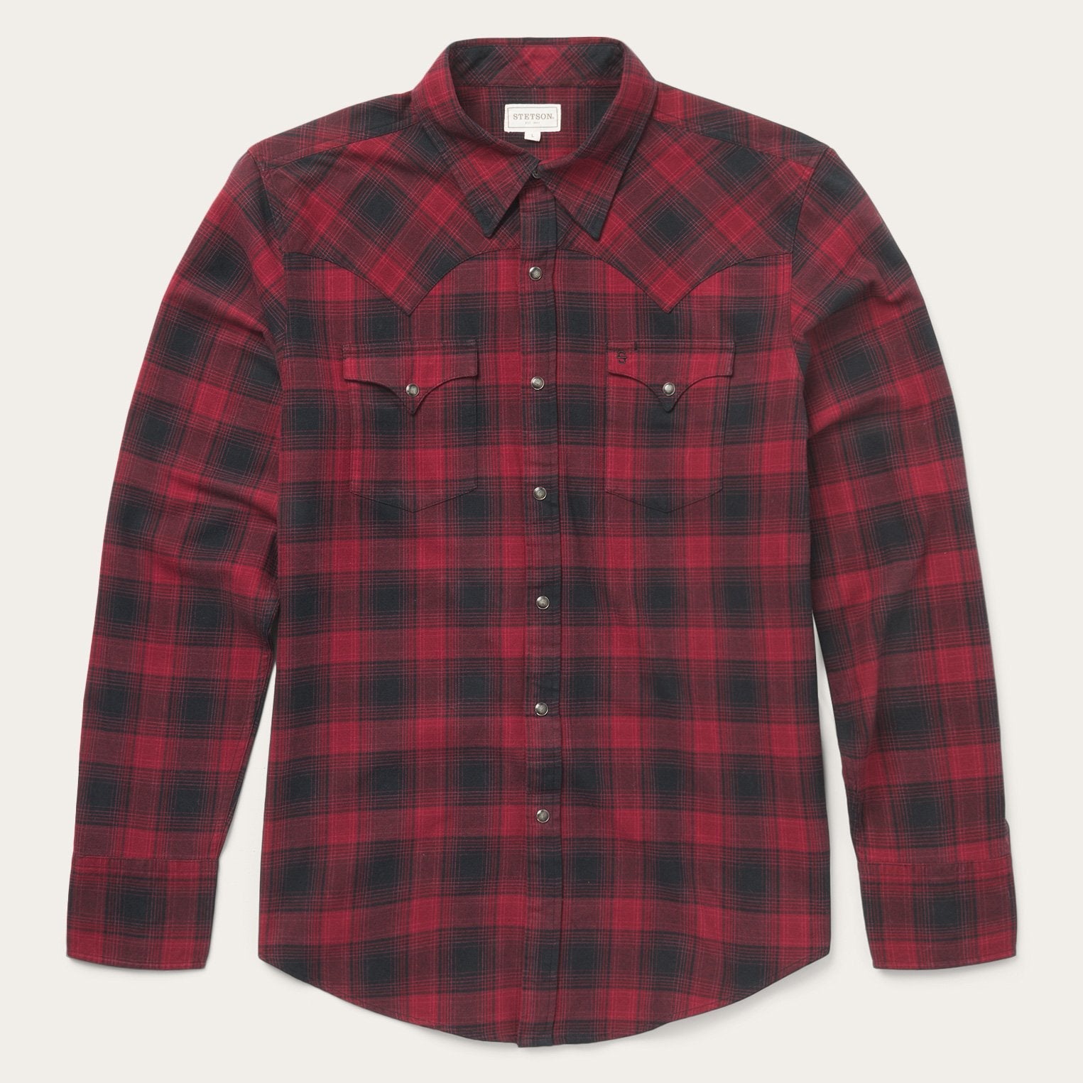 Black Brushed Twill Plaid Shirt / Stetson