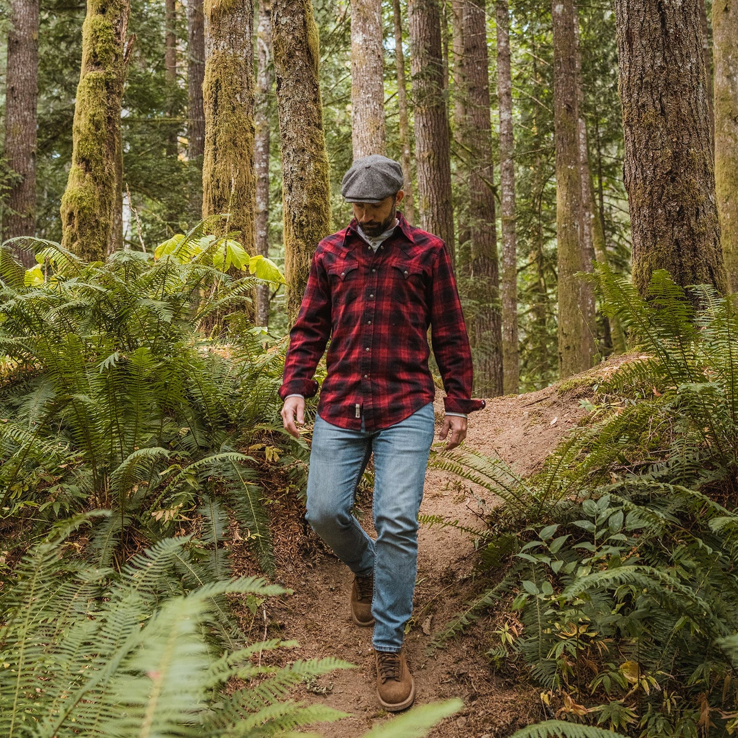 Black Brushed Twill Plaid Shirt / Stetson