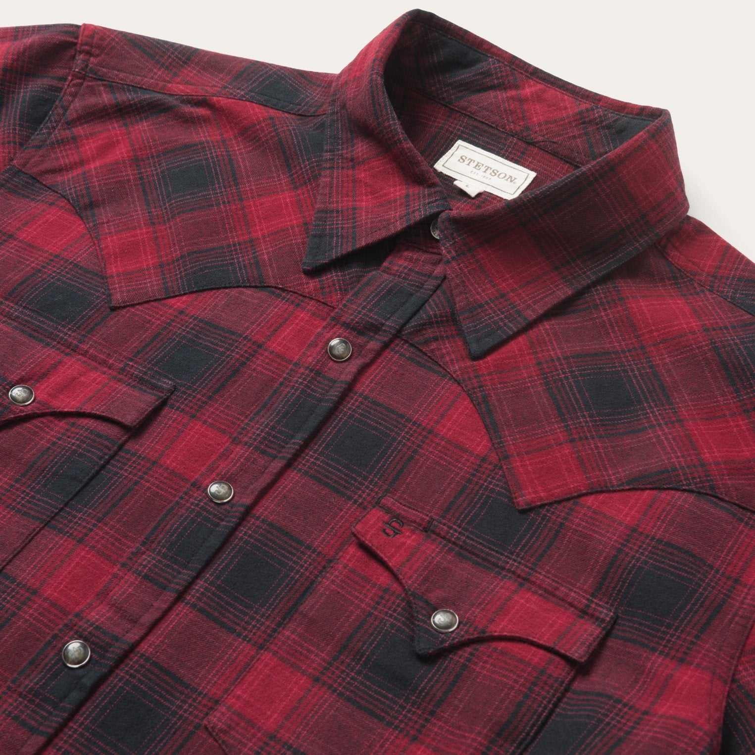 Black Brushed Twill Plaid Shirt / Stetson