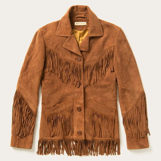 Brown Lamb Suede Fringed Jacket / Stetson