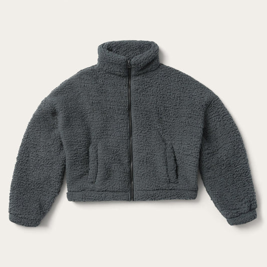 Grey Fuzzy Teddy Bear Fleece Jacket / Stetson
