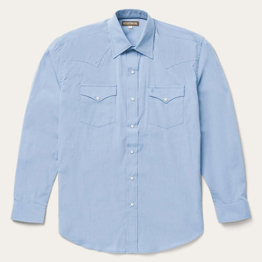 Blue Blue End On End Solid Shirt / Stetson