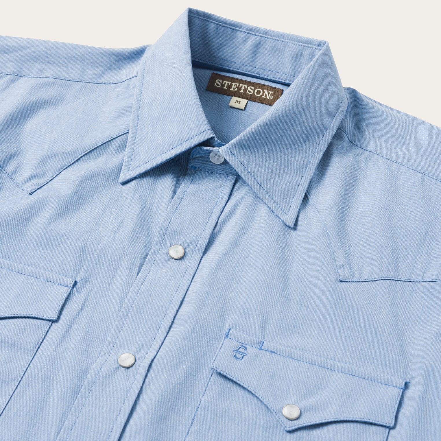 Blue Blue End On End Solid Shirt / Stetson
