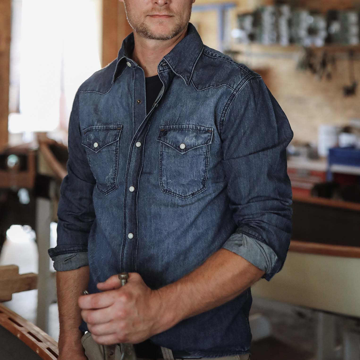 Blue Medium Blue Denim Shirt / Stetson
