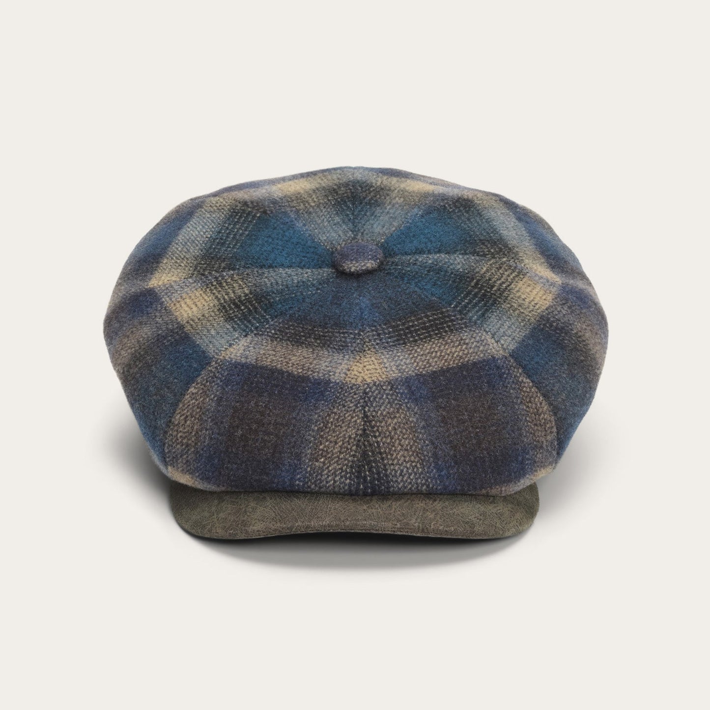 Blue/Beige Check Hatteras Virgin Wool Cap / Stetson