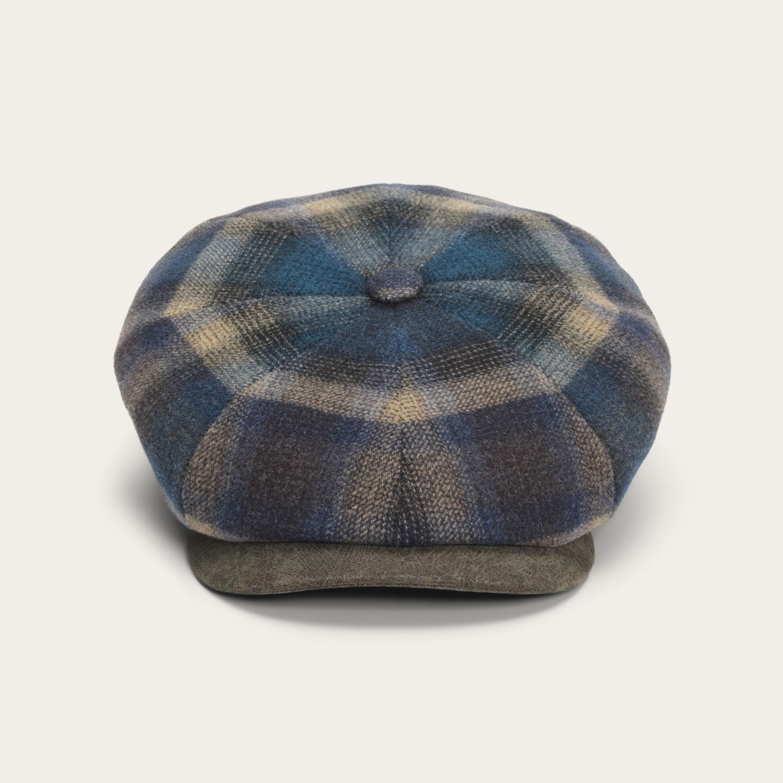Blue/Beige Check Hatteras Virgin Wool Cap / Stetson