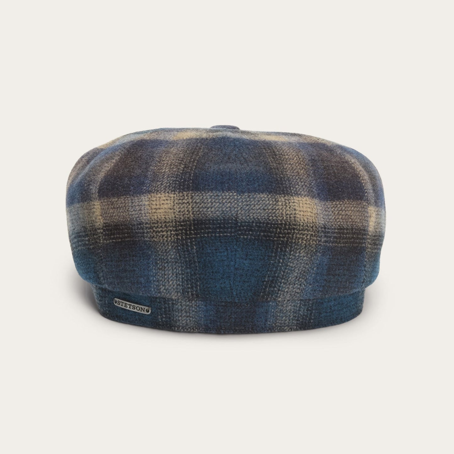 Blue/Beige Check Hatteras Virgin Wool Cap / Stetson