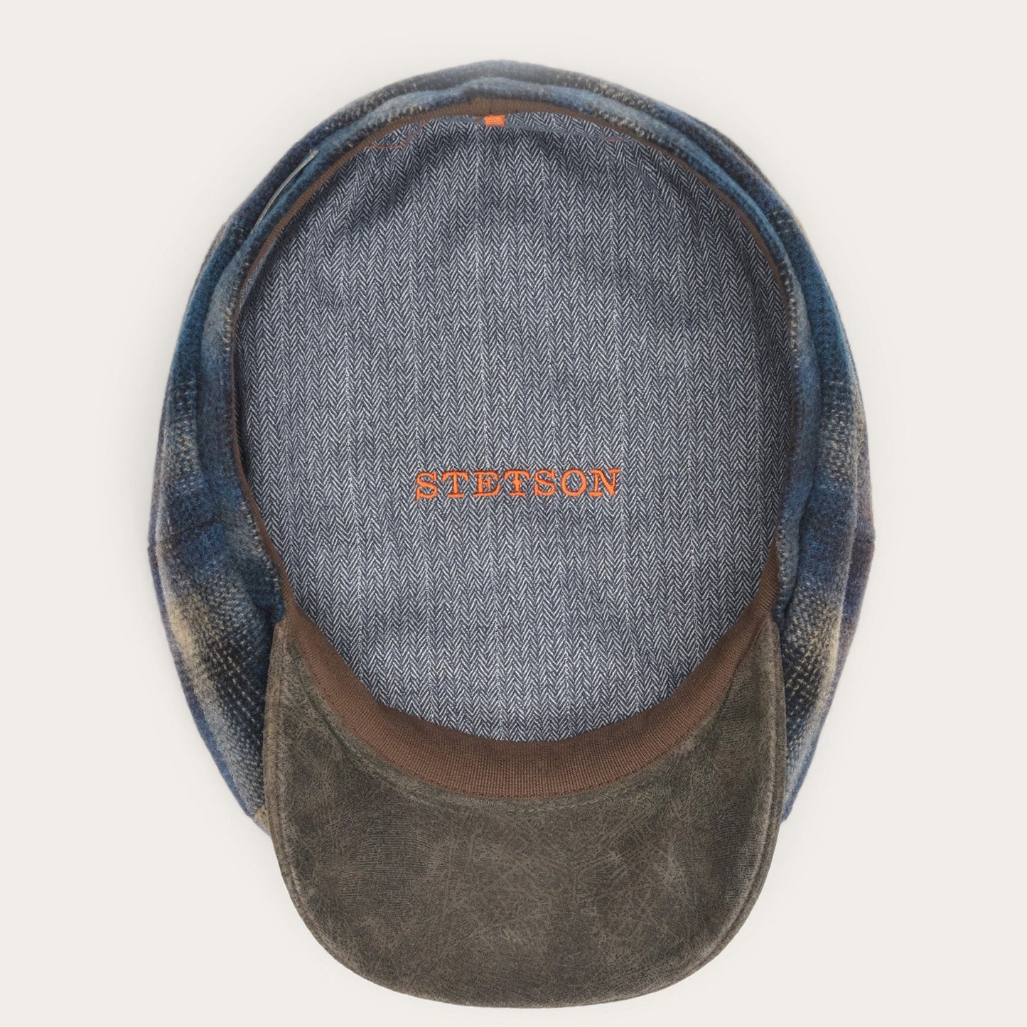 Blue/Beige Check Hatteras Virgin Wool Cap / Stetson